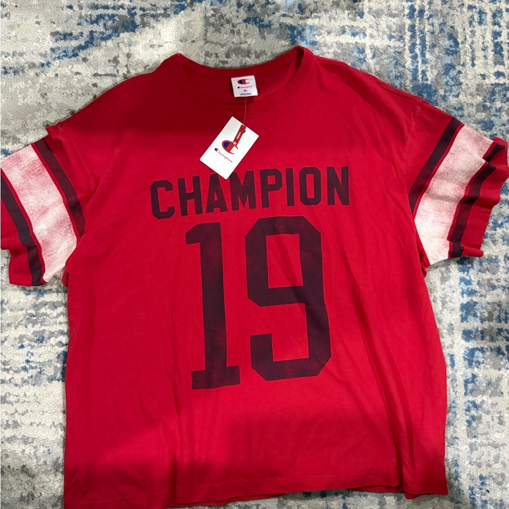 NWT Champion Red Graphic Tee with Number 19